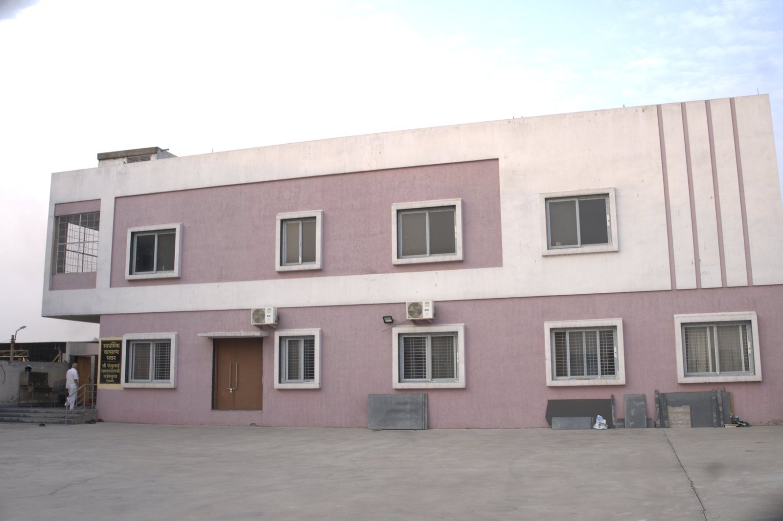Modern dharmashala building for pilgrims